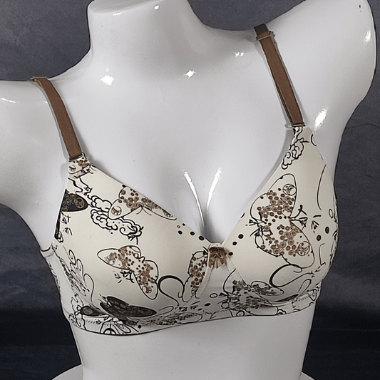 Mystic Butterflies Padded Bra | Color: Ivory | Size: 32 |