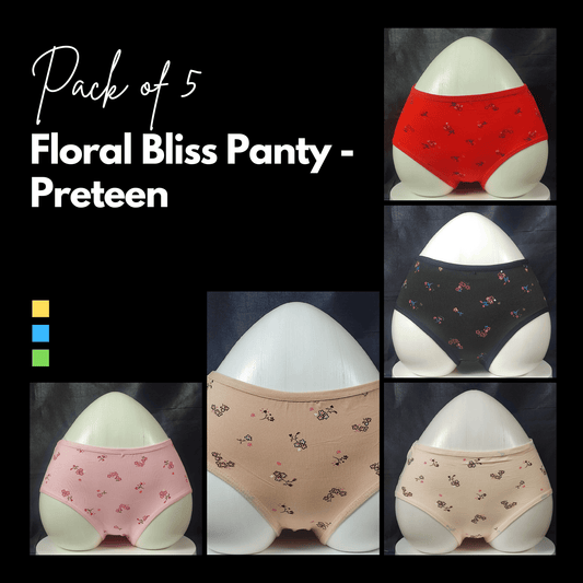 Pack of 5 Floral Bliss Panties - Preteen (Random Colors)