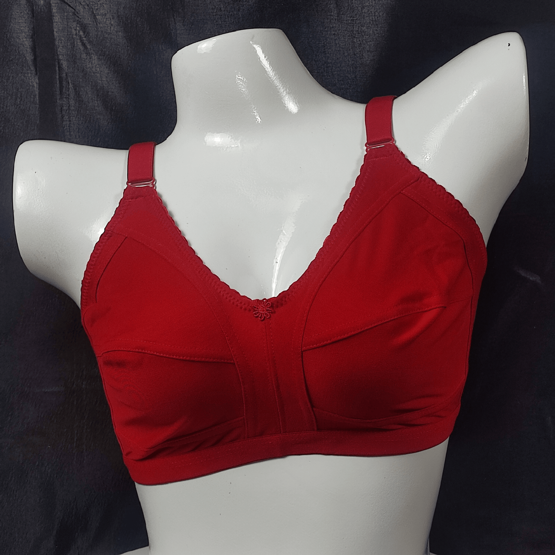 SoftEase Hosiery Bra | Color: Red | Size: 32 |
