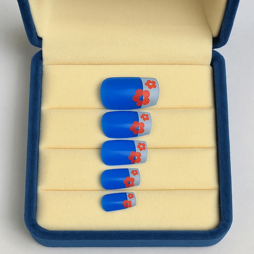 Blue Blossom Chic – Press - On Nail Set - Accessories - ComfyBliss
