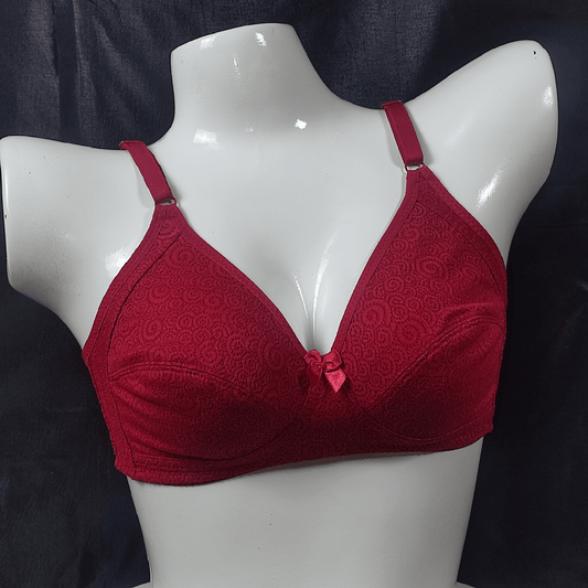 Breathable Lace Fit Bra (Red Velvet) - Bra - ComfyBliss