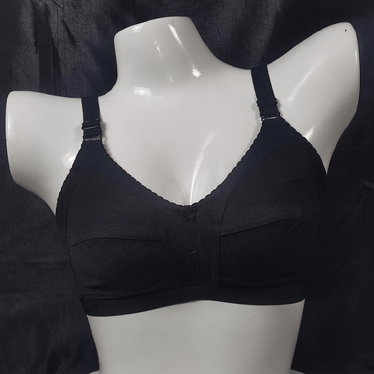 Cotton Bliss Embroidered Bra (Dark Night) - Bra - ComfyBliss