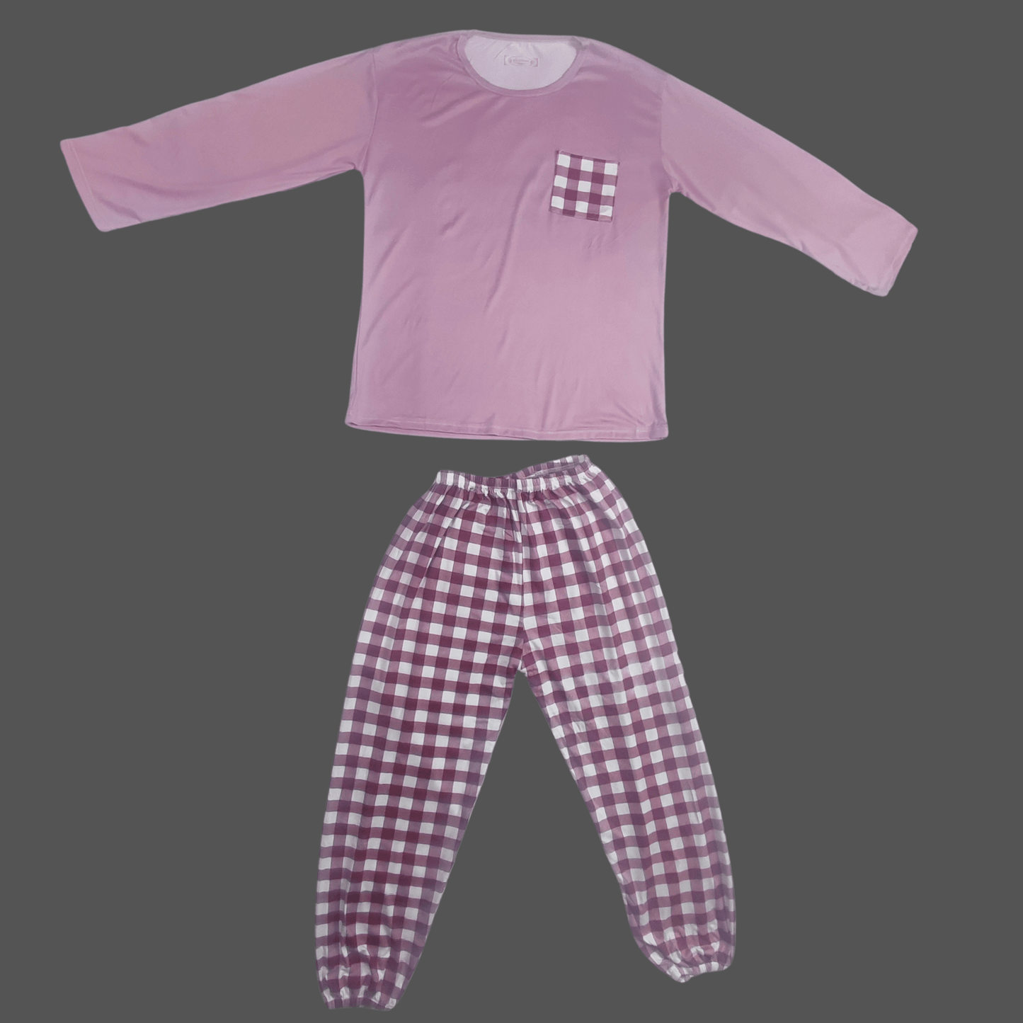 Cozy Check Pajama Set (Delicate Pink) - Pajama Sets - ComfyBliss