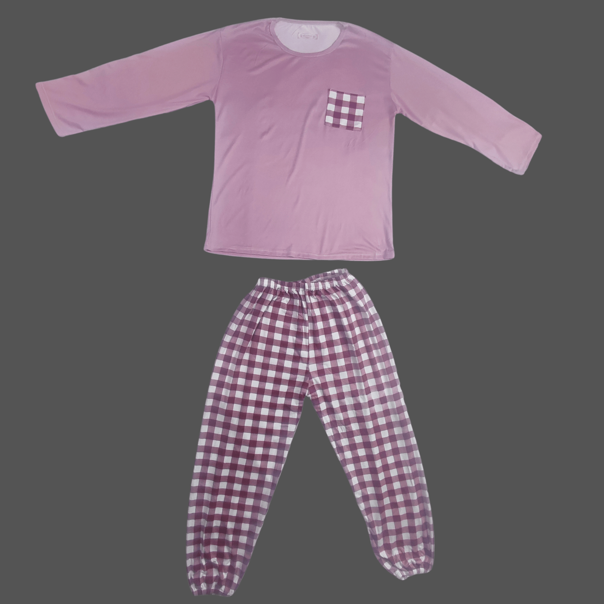 Cozy Check Pajama Set (Delicate Pink) - Pajama Sets - ComfyBliss