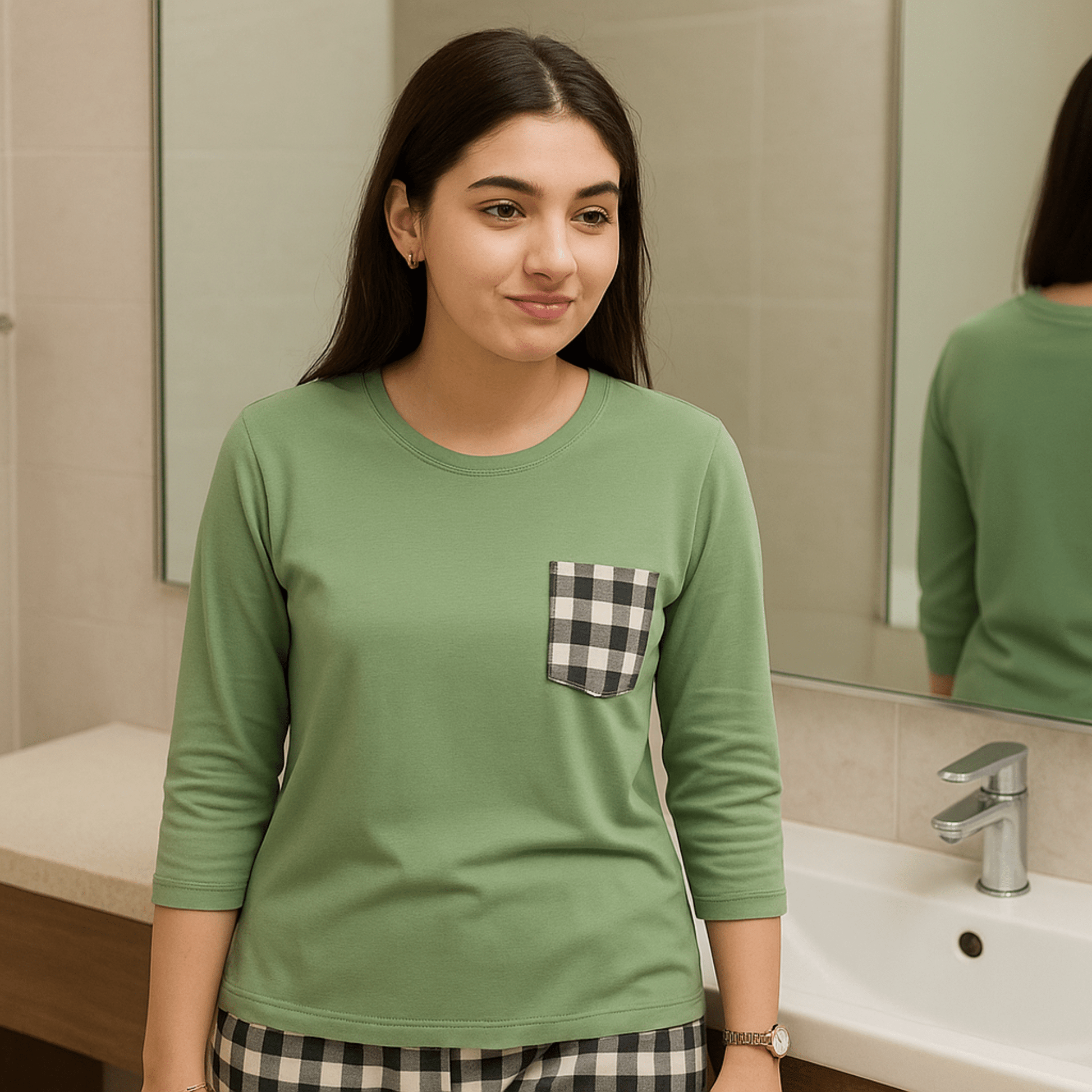 Cozy Check Pajama Set (Mint Green) - Nihties - ComfyBliss