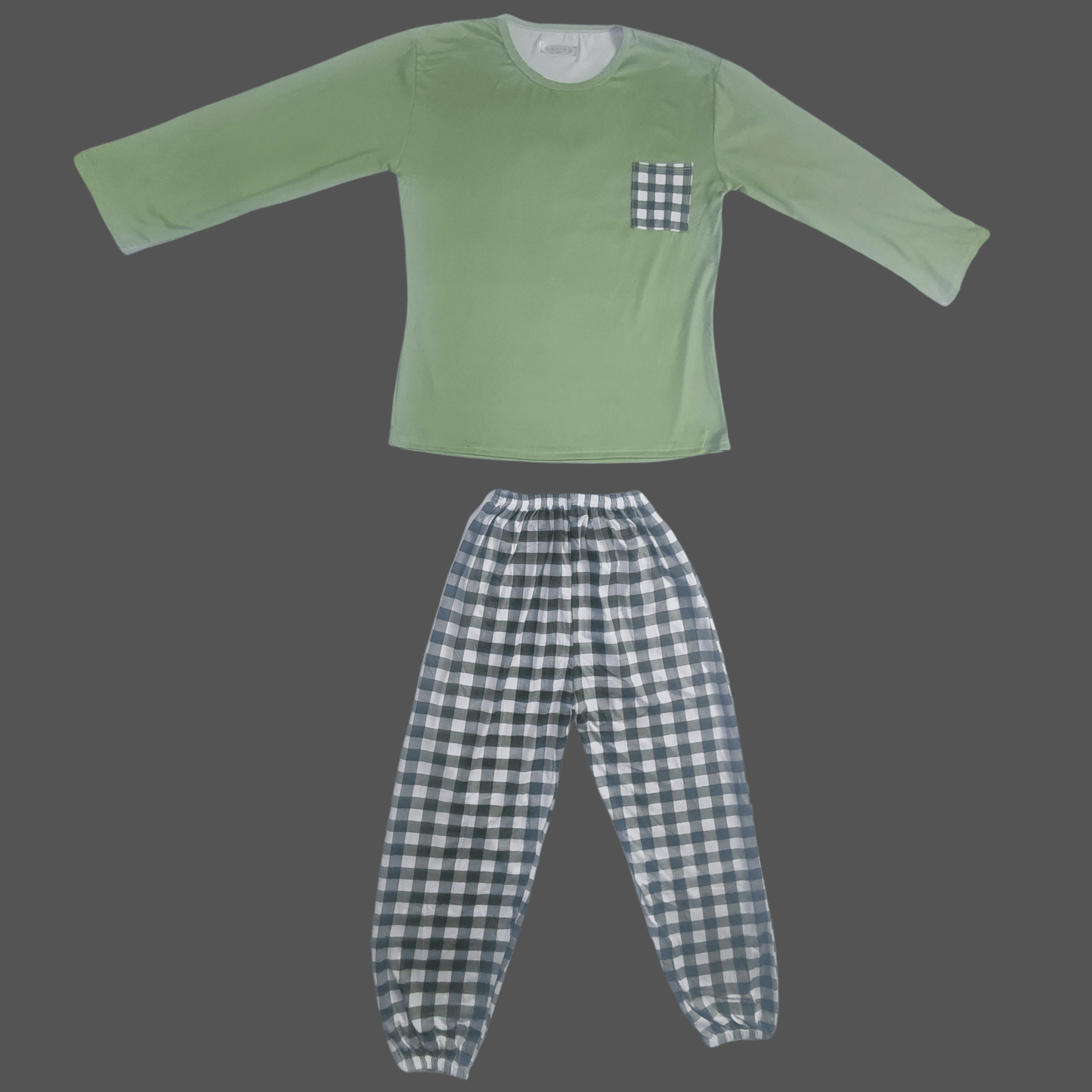 Cozy Check Pajama Set (Mint Green) - Nihties - ComfyBliss