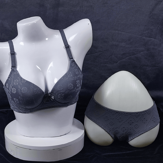 Elegance Essential Bra & Panty (Charcoal Grey) - Bra - ComfyBliss