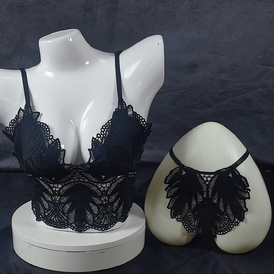 Ethereal Bloom Lingerie Set (Midnight Muse) - Bra - ComfyBliss