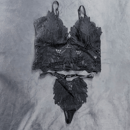Ethereal Bloom Lingerie Set (Midnight Muse) - Bra - ComfyBliss