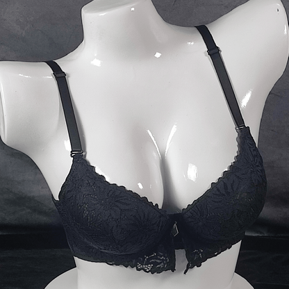 Floral Elegance Padded Bra (Obsidian Temptation) - Bra - ComfyBliss