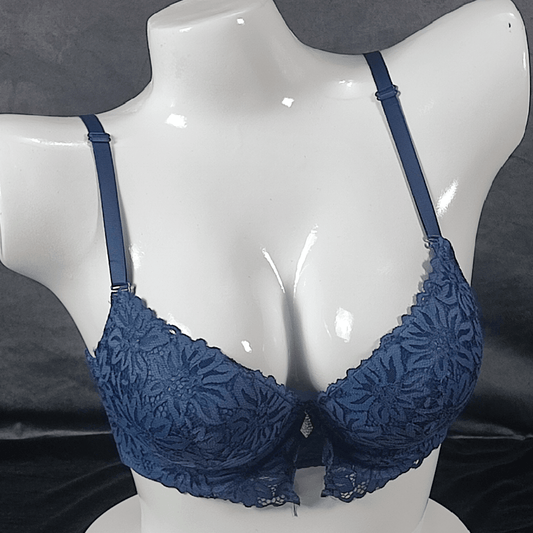 Floral Elegance Padded Bra (Sapphire Storm) - Bra - ComfyBliss