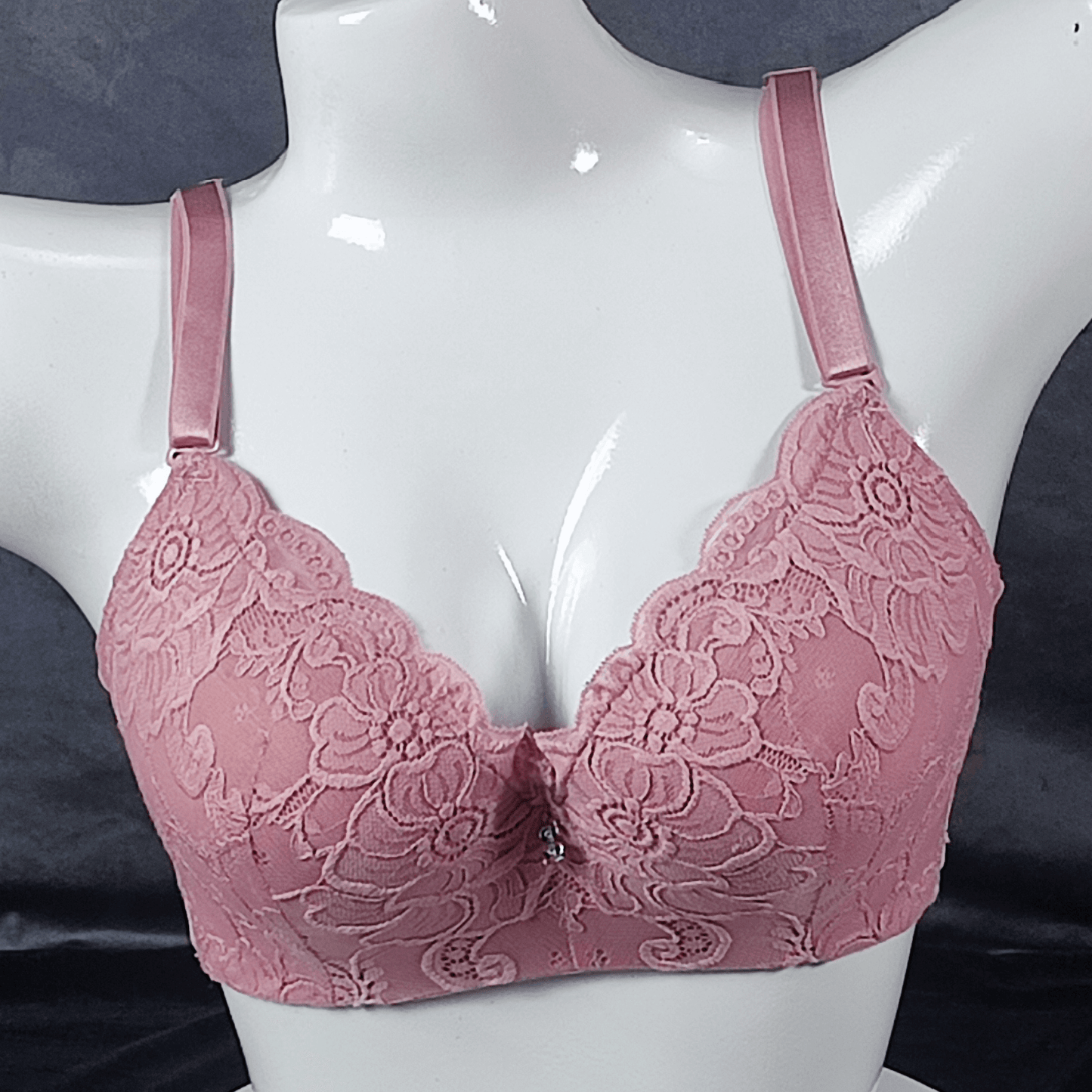 Lace Elegance Padded Bra (Flaming Rose) - Bra - ComfyBliss