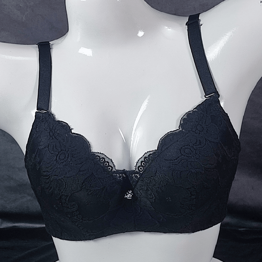 Lace Elegance Padded Bra (Midnight Seduction) - Bra - ComfyBliss