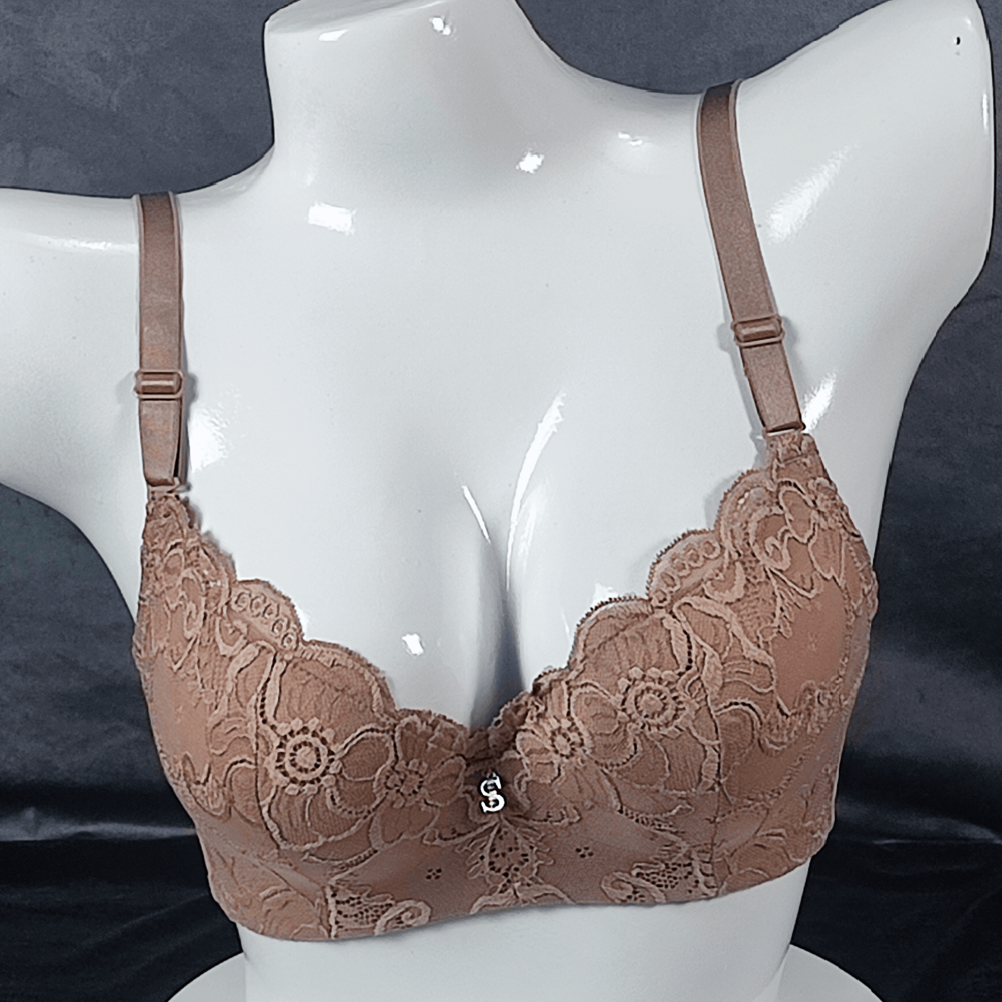 Lace Elegance Padded Bra (Mocha Desire) - Bra - ComfyBliss