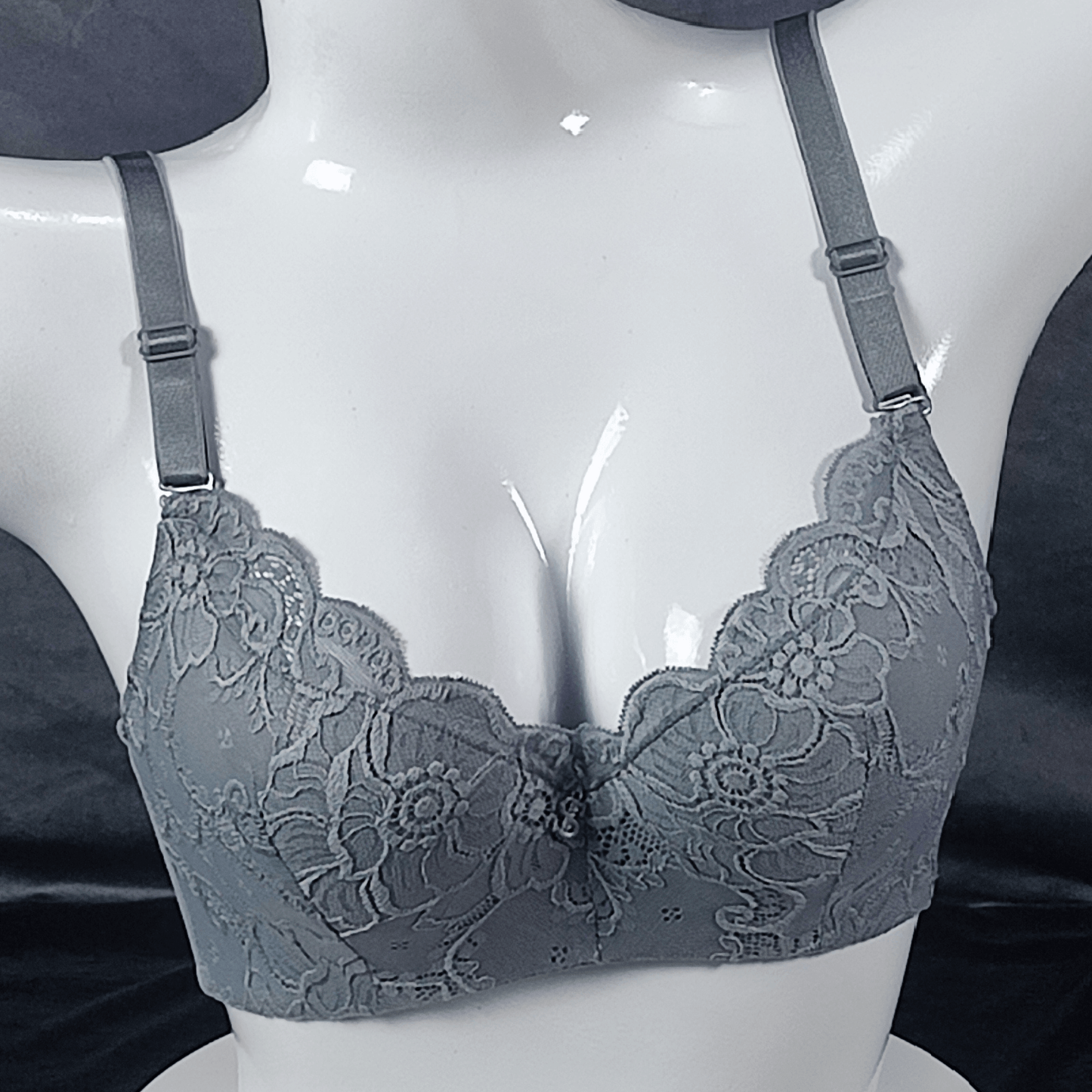 Lace Elegance Padded Bra (Smoky Sin) - Bra - ComfyBliss