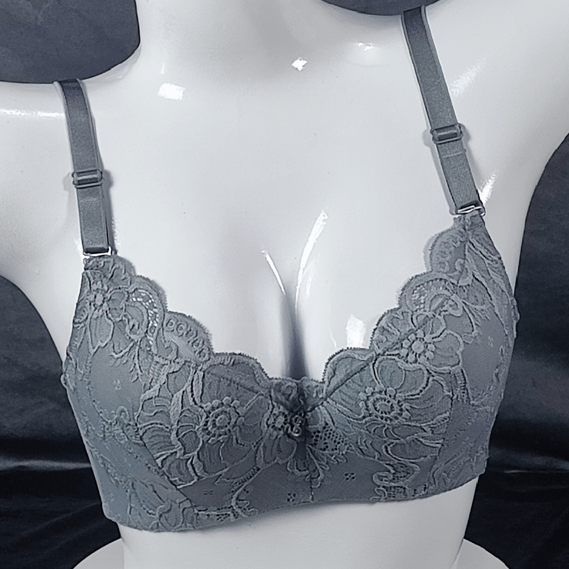 Lace Elegance Padded Bra (Smoky Sin) - Bra - ComfyBliss