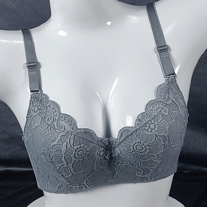 Lace Elegance Padded Bra (Smoky Sin) - Bra - ComfyBliss