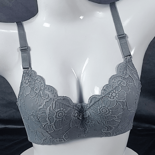 Lace Elegance Padded Bra (Smoky Sin) - Bra - ComfyBliss