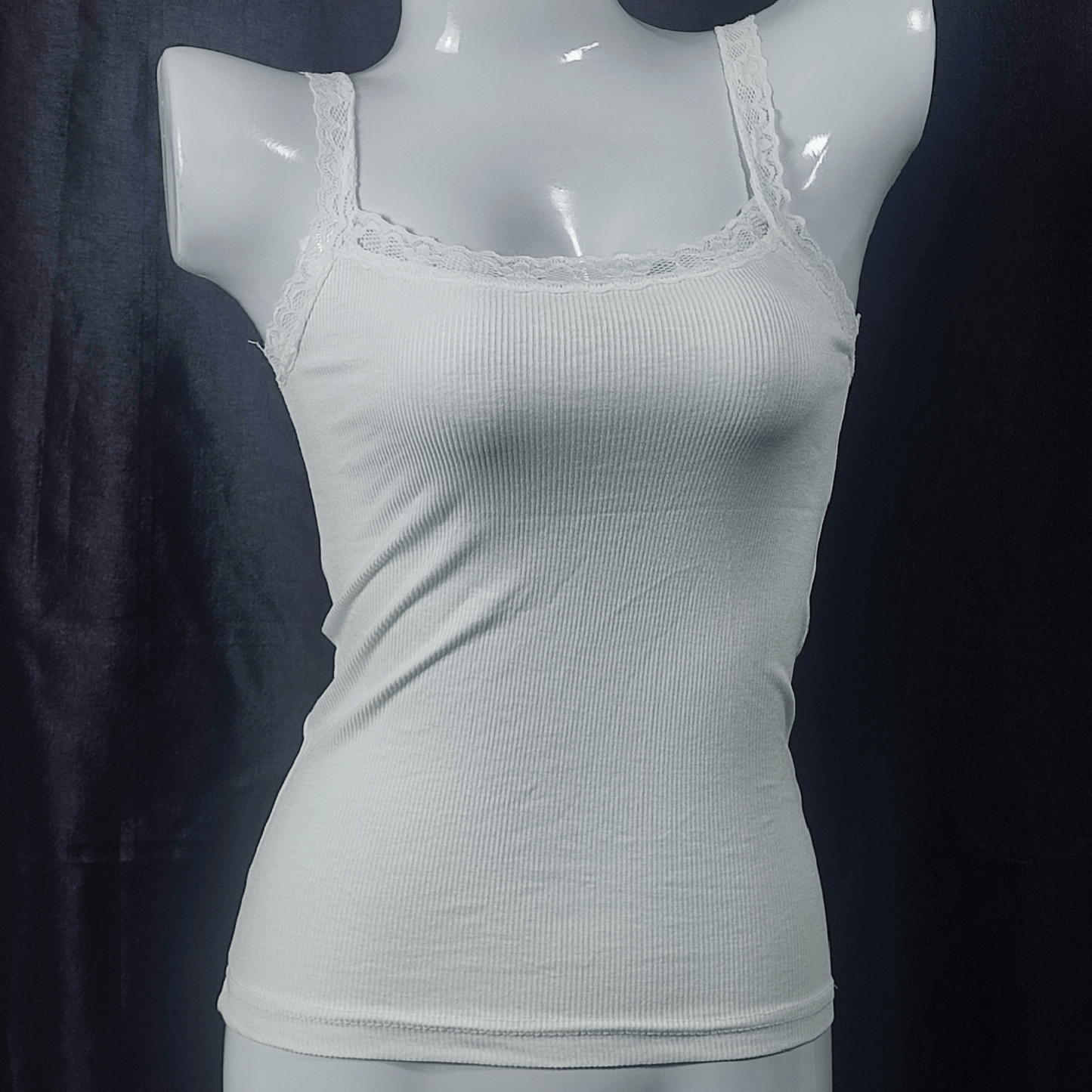 LaceEssence Fitted Tank (Ivory Desire) - Camisoles & Shorts - ComfyBliss