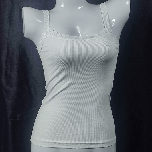 LaceEssence Fitted Tank (Ivory Desire) - Camisoles & Shorts - ComfyBliss