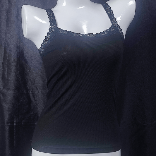 LaceEssence Fitted Tank (Midnight Sin) - Camisoles & Shorts - ComfyBliss
