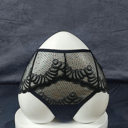LaceWhisper Panties (Obsidian Temptress) - High - Waist Panties - ComfyBliss