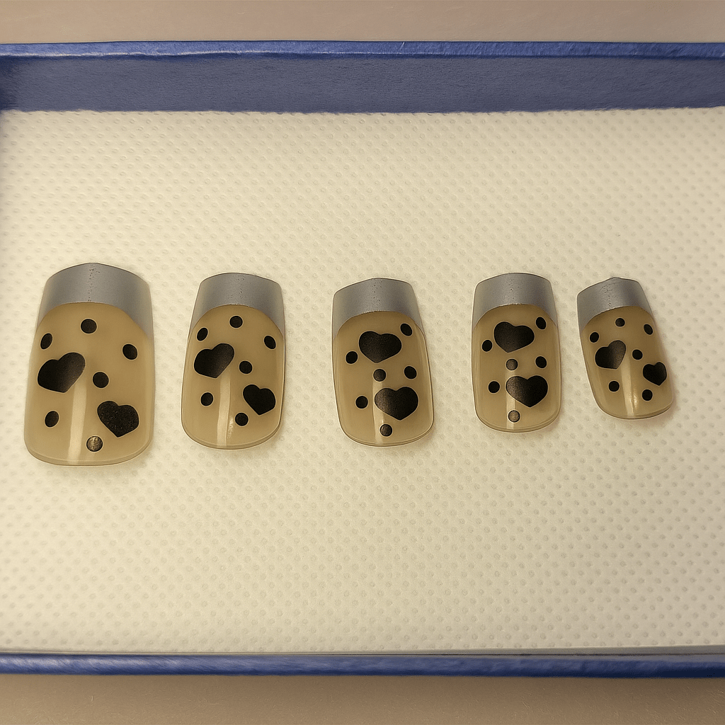 Mocha Metallic Dots – Press - On Nail Set - Accessories - ComfyBliss
