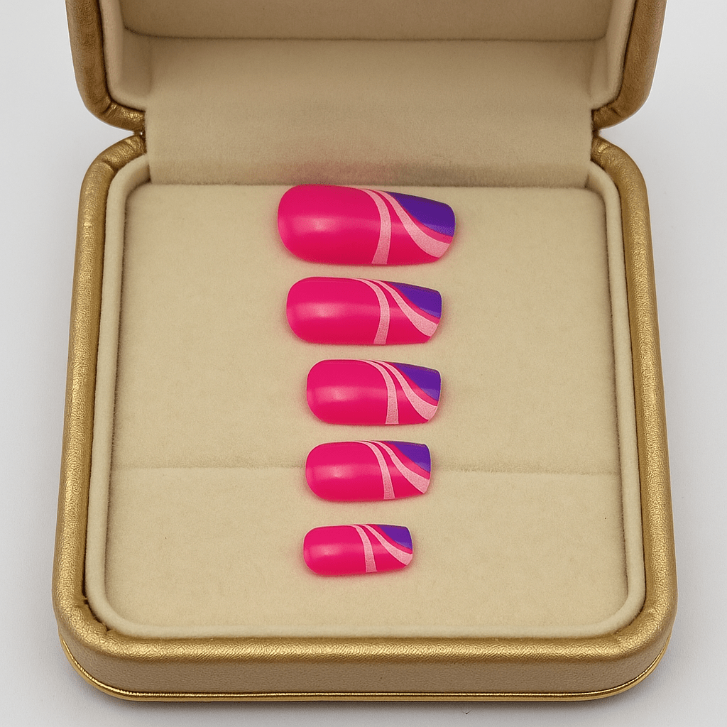 Neon Swirl Pop – Press - On Nail Set - Accessories - ComfyBliss