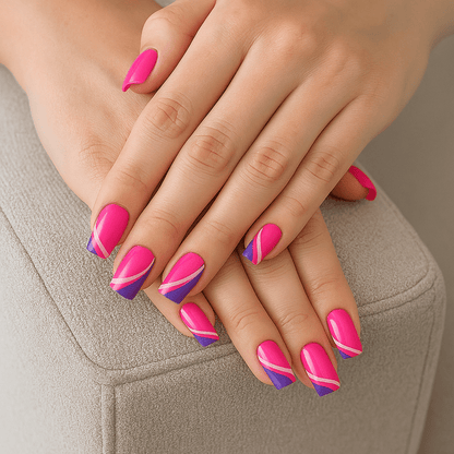 Neon Swirl Pop – Press - On Nail Set - Accessories - ComfyBliss