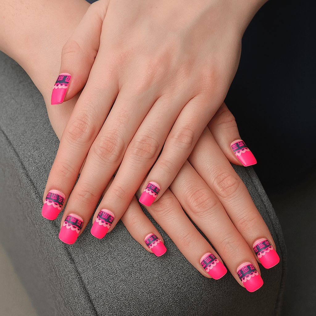 Pink Luxe Lace – Press - On Nail Set - Accessories - ComfyBliss