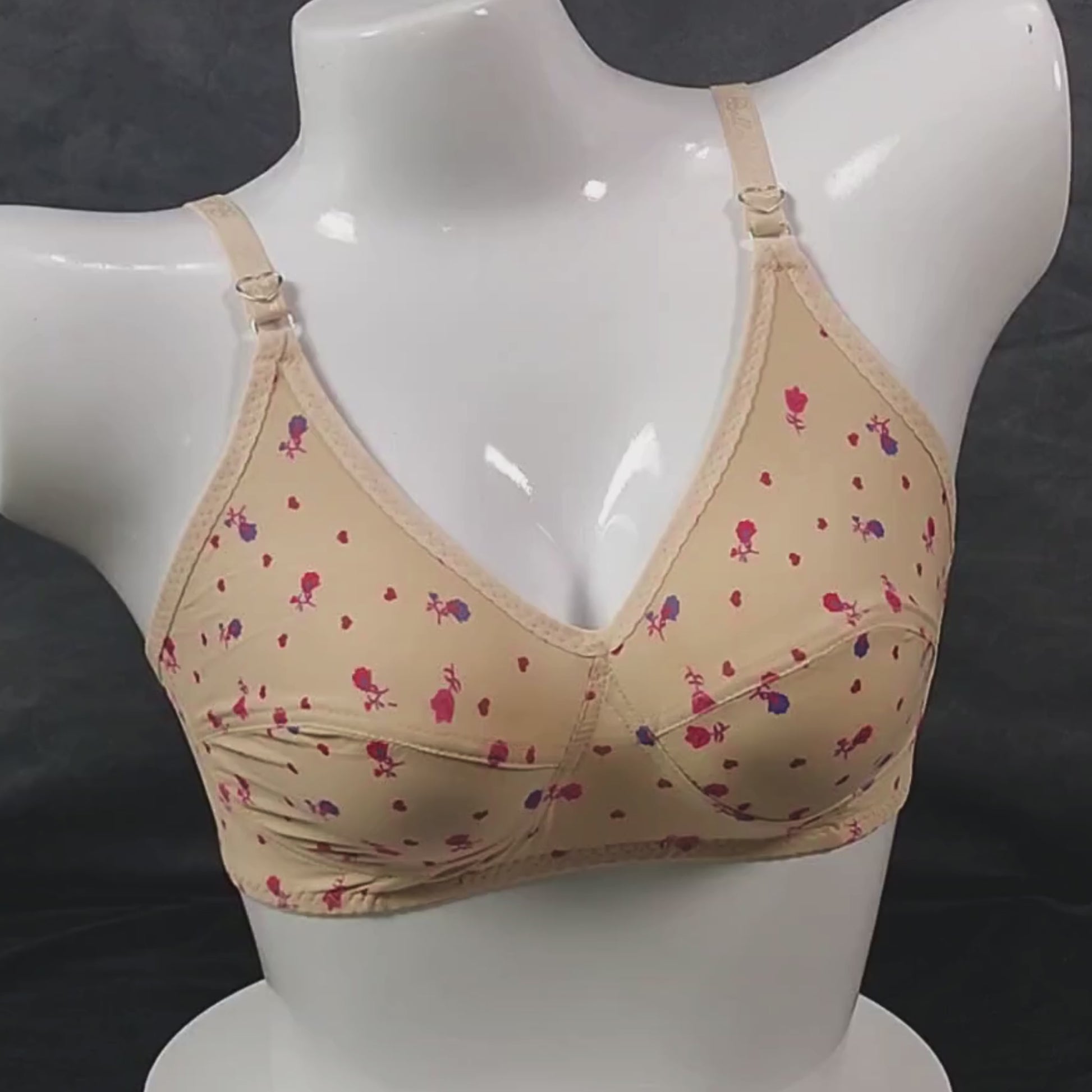 Floral Charm Comfort Bra | Color: Nude Beige | Size: 32 | Fabric: Malaai