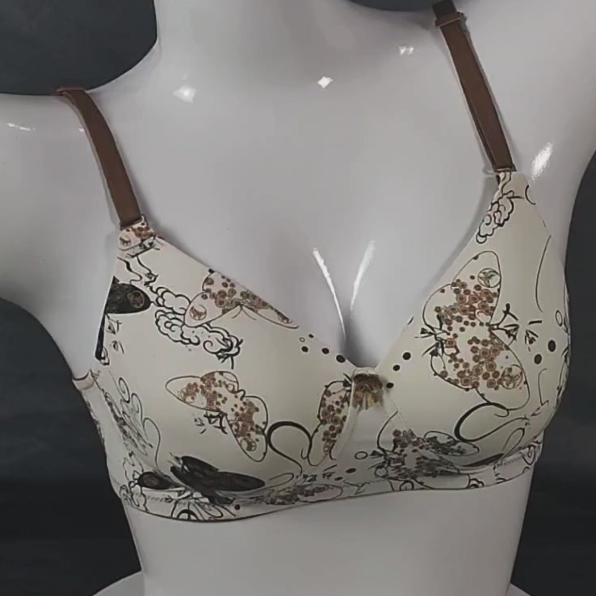 Mystic Butterflies Padded Bra | Color: Ivory | Size: 32 |
