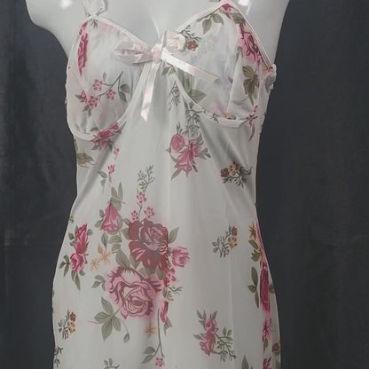 Rose Petal Elegance Nightdress | Color: Pink | Size: Free |