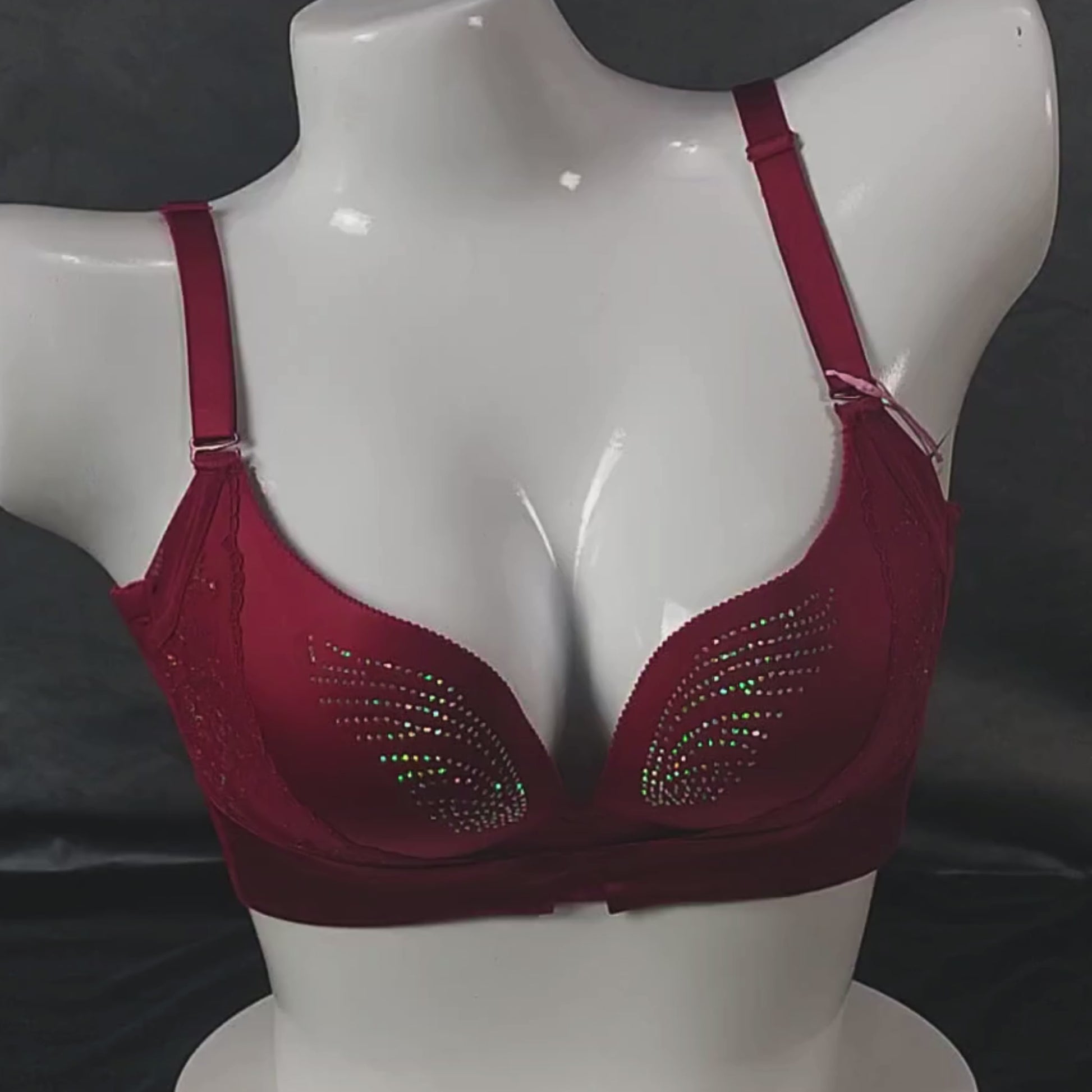 Glamour Shine Padded Bra (Wicked Plum) | Color: Red | Size: 32