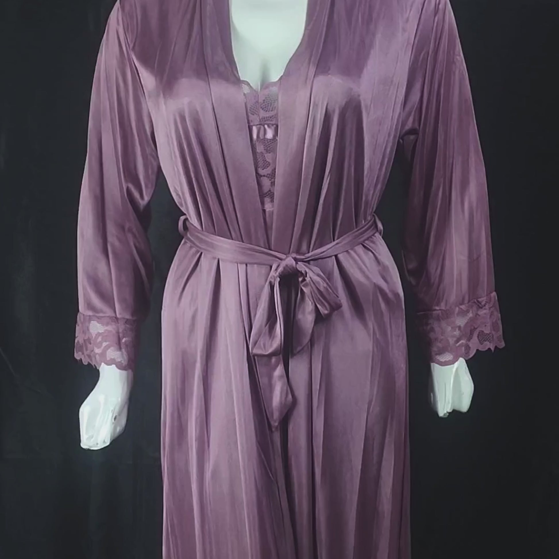 Dusky Rose Nightwear Set | Color: Purple | Size: Free | Fabric: Satin
