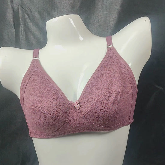 Breathable Lace Fit Bra | Color: Purple | Size: 36 |