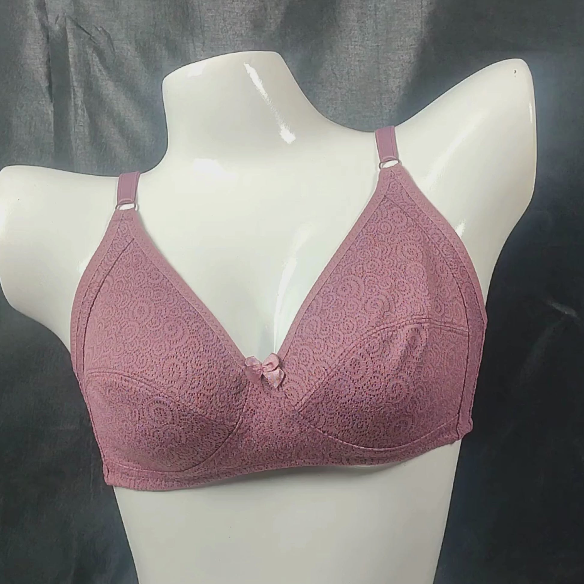 Breathable Lace Fit Bra | Color: Purple | Size: 36 |