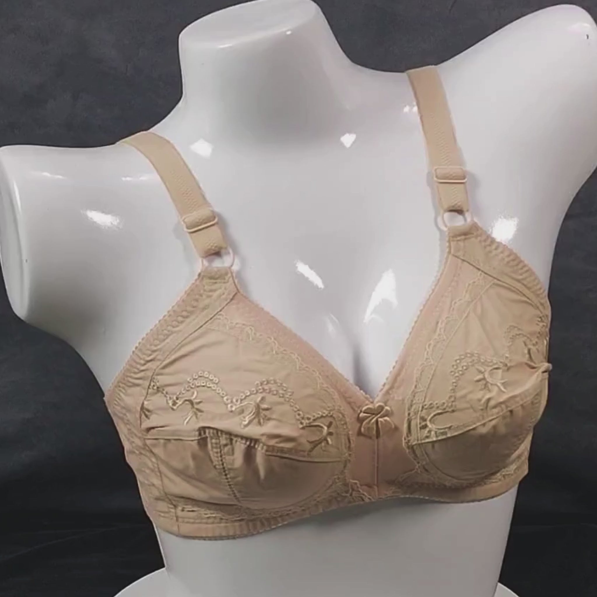 GraceFit Natural Bra | Color: Beige | Size: 32 | Fabric: Cotton