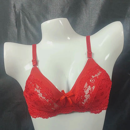 Soft Net Lace Bra | Color: Beige | Size: 32 |