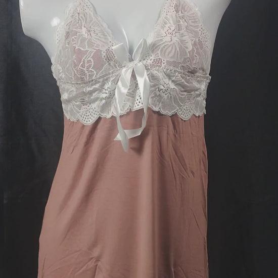Luna Lace Nightdress | Color: Brown | Size: Free |
