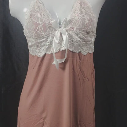 Luna Lace Nightdress | Color: Brown | Size: Free |