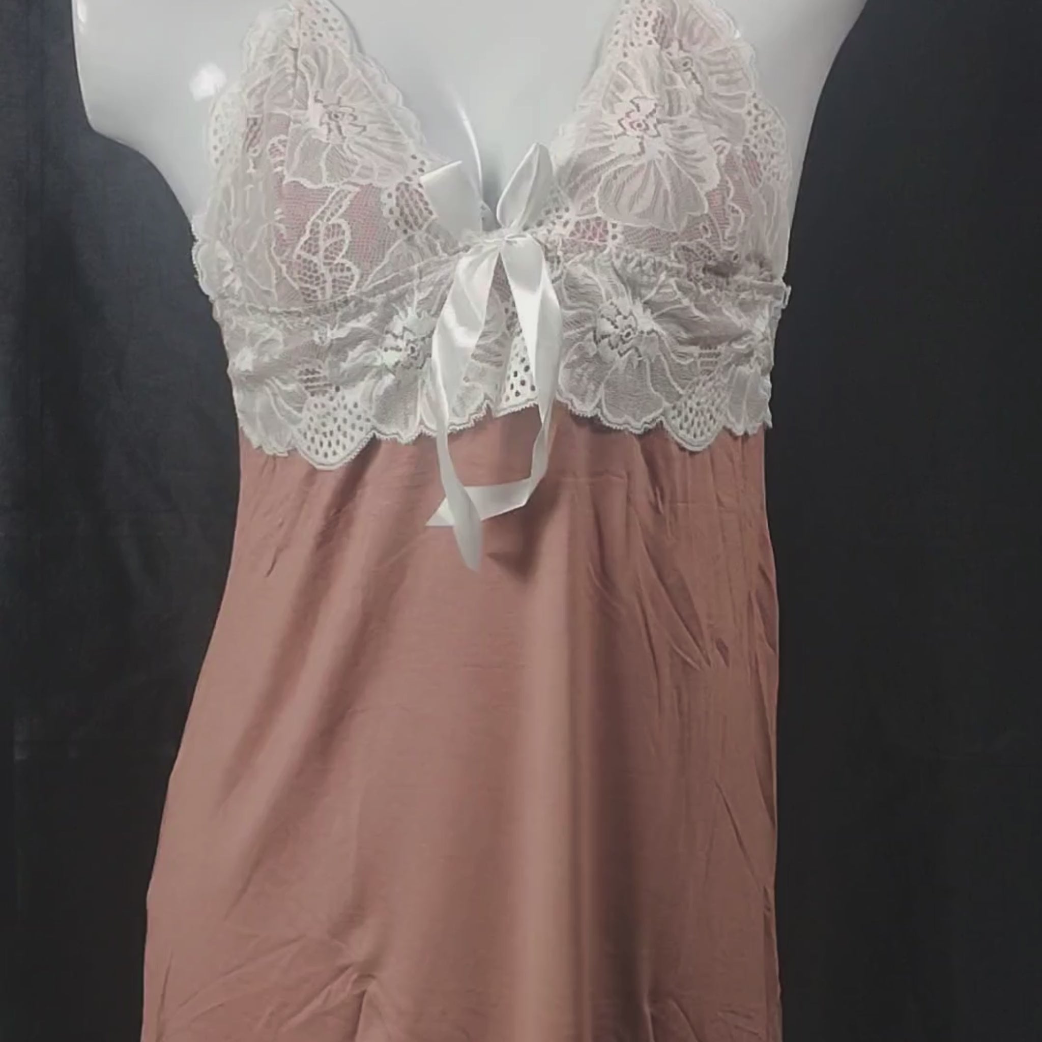 Luna Lace Nightdress | Color: Brown | Size: Free |