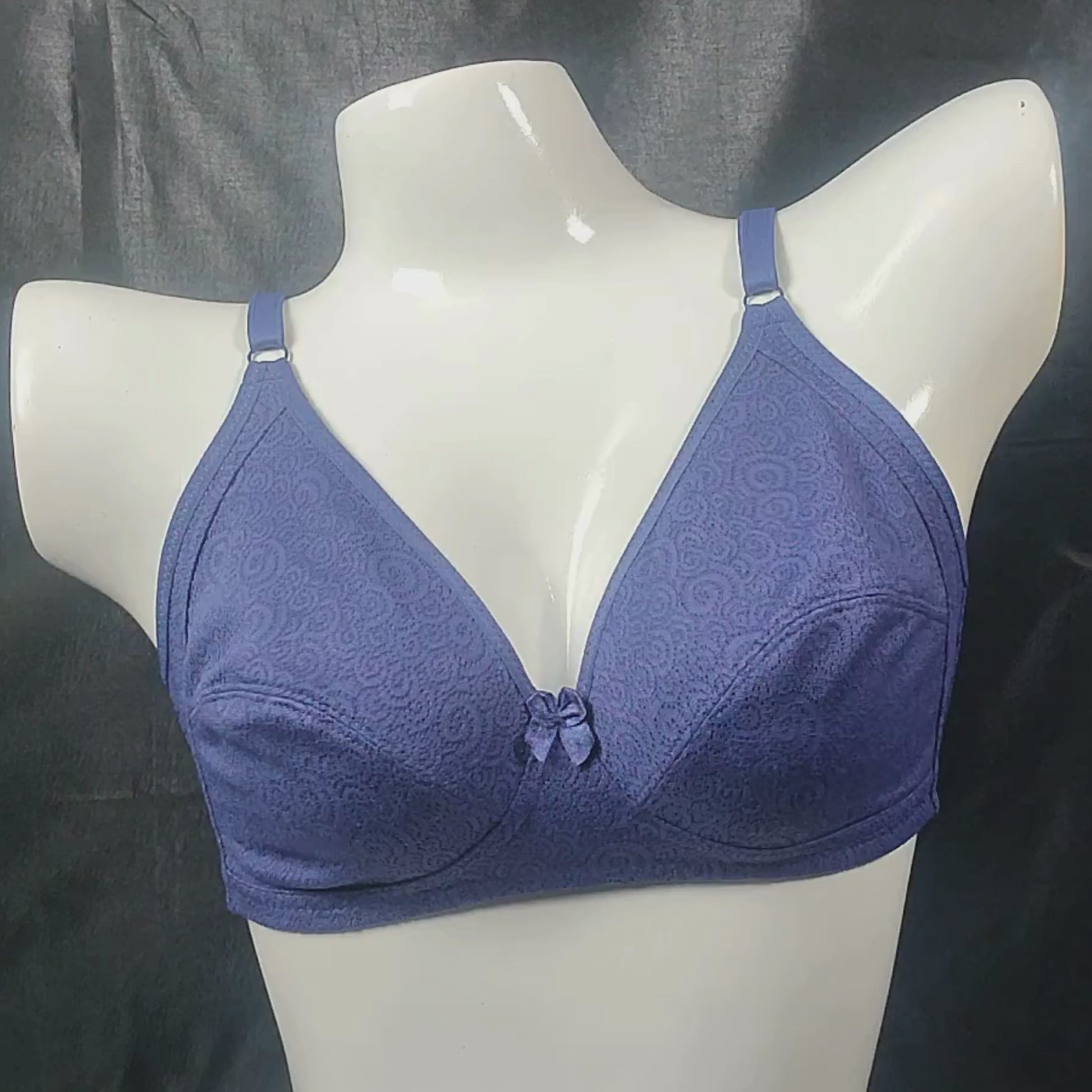 Breathable Lace Fit Bra (Navy Blue) | Color: Navy | Size: 36