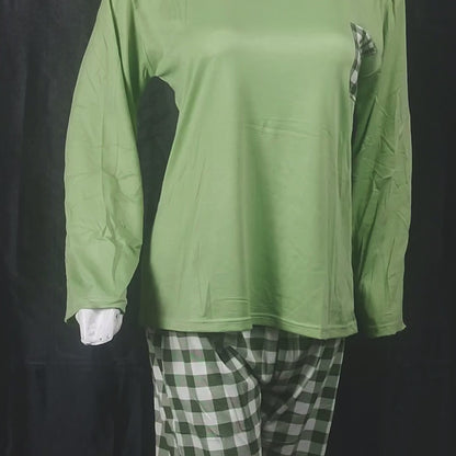 Cozy Check Pajama Set | Color: Green | Size: Free | Fabric: Cotton