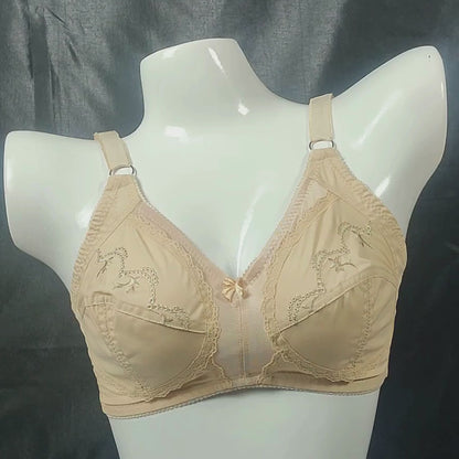 Cotton Bliss Embroidered Bra | Color: Beige | Size: 32 | Fabric: Cotton