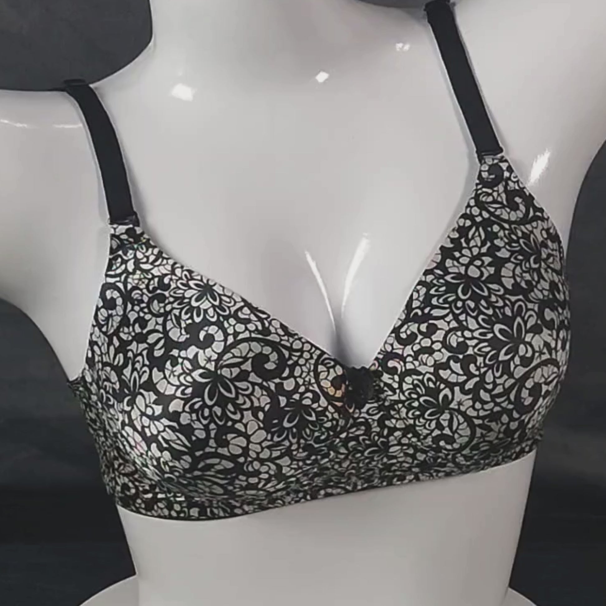Dark Blossom Padded Bra | Color: Black | Size: 32 | Cup size: B