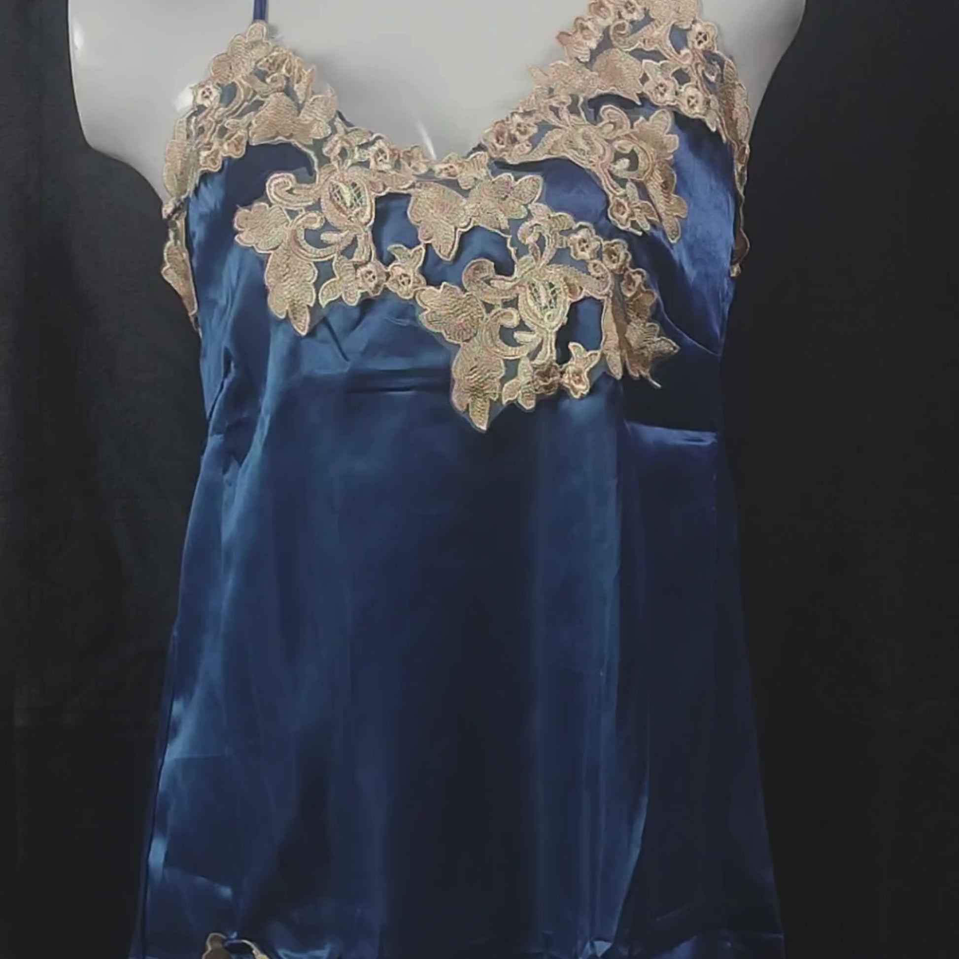 Moonlit Bloom Nightdress | Color: Navy | Size: Free |