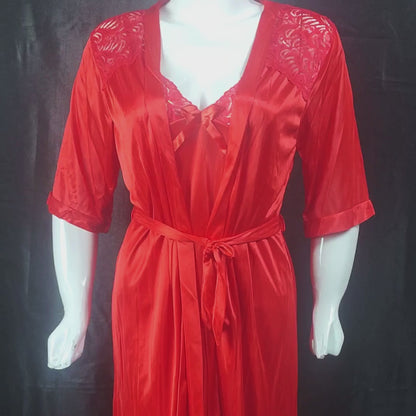 Scarlet Elegance Robe Set | Color: Red | Size: Free |