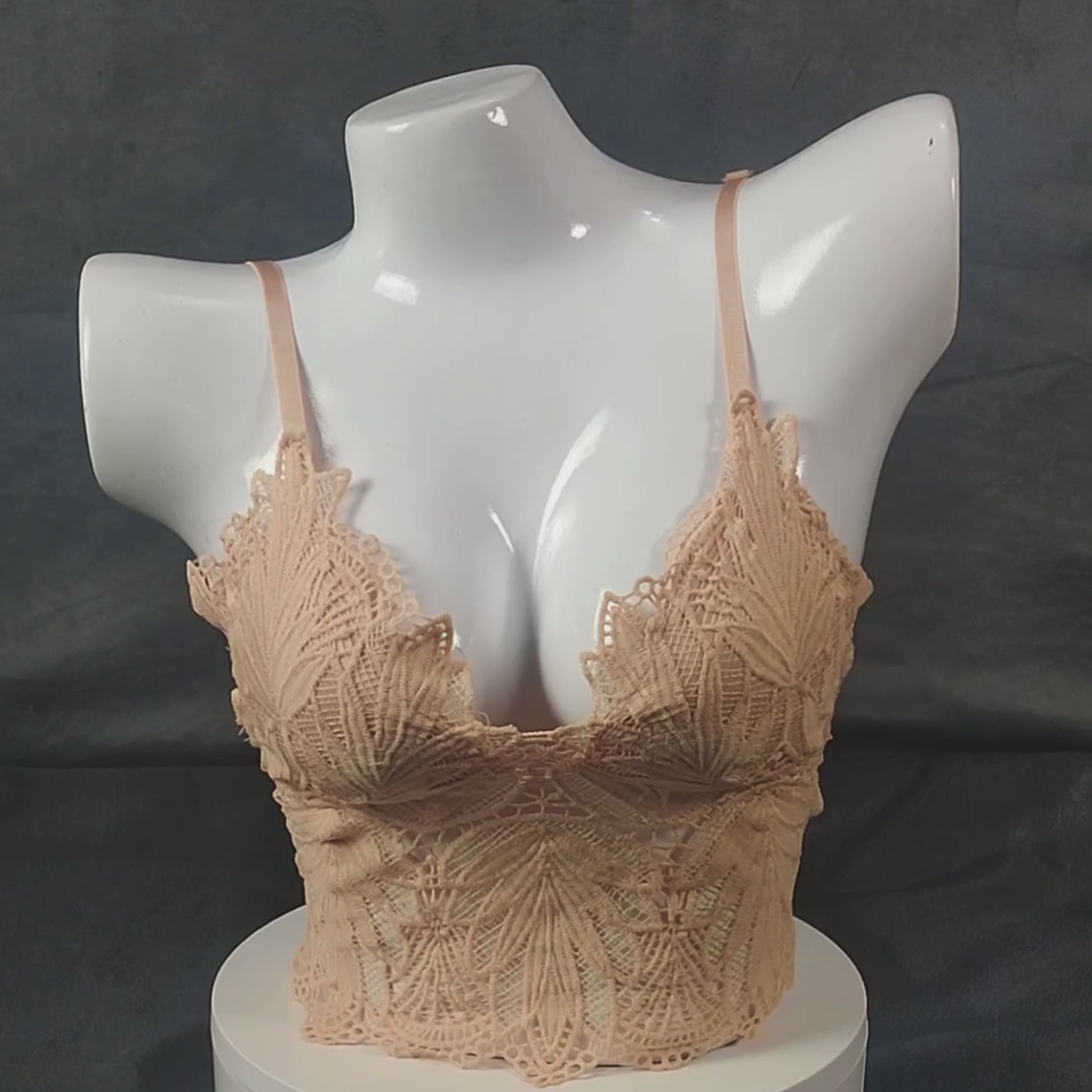 Ethereal Bloom Lingerie Set | Color: Beige | Size: S/M | Bra style: Bralette