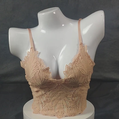 Ethereal Bloom Lingerie Set | Color: Beige | Size: S/M | Bra style: Bralette